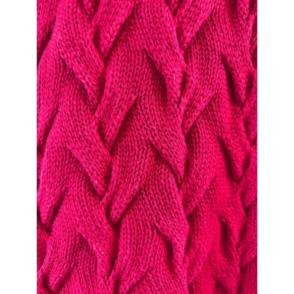 Lands' End Drifter Cable Knit Red Cotton Sweater Womens S Cozy Classic - Picture 2 of 5